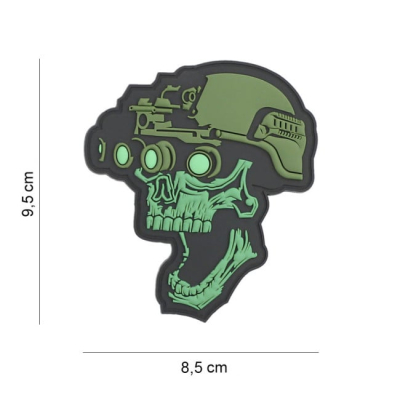 Uzšuve  PVC Nightvision Skull (zaļa)